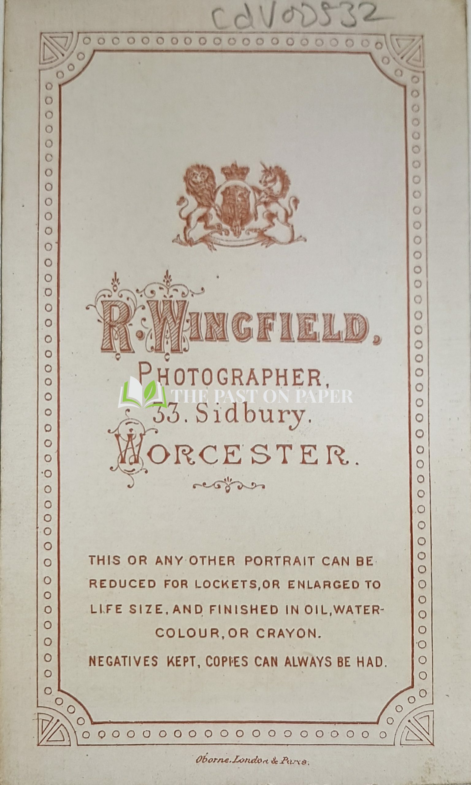 Carte de Visite of Unidentified Gentleman, Worcester, 1880s - Image 2